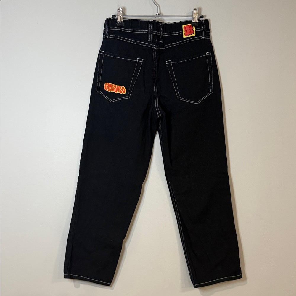 EMPYRE vintage style loose-fit black jeans with white stitching unisex + patches